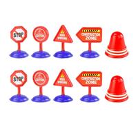 Abaodam 10Pcs DIY Traffic Sign Set, Roadblock and Cone Simulation Model for Boys and, Educational Road Safety Play Accessories for Early Learning and Role Play