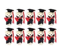 Abaodam 10pcs Graduation Mini Bear: Flower Bouquet Adorable Toy For Graduation Season Decorations And Party Favors - Bear Toy With Grad Cap