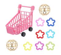 Abaodam 10pcs Interactive Parrot Set, Bird Puzzle Training with Shopping Cart Design, Colorful Parrot Playing for Bird Activity and Intelligence Development