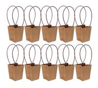 Abaodam 10pcs Kraft Paper Floral Bags with Handle Bouquet Carrier for Handheld Bouquets Multi-use Wrapping Bags for Fresh and Dried Flowers Floral Container and Plant Packaging