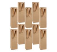 Abaodam 10pcs Kraft Paper Red Wine Bottle Bags Portable Wine Carrier Pouches 11x9x35cm for Giving and Party Presentations