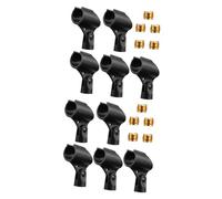 Abaodam 10Pcs Large Size Microphone Clips Mic Holder Clamps with Female Adapter, Black PE and ABS Material, Durability, for Podcasting and Audio Recording