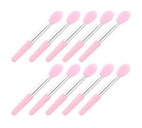 Abaodam 10pcs Makeup Lip Brush Lipstick Applicator Silicone Head Non-skid Handle Portable Reducing Waste Beauty Product Women Carrying around Cosmetic Bag Handle