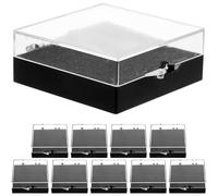 Abaodam 10pcs Medal Display Box with Lid, Black Plastic and Sponge Pin Badge Case, Lapel Pin Organizer and Jewelry Badge Box for Versatile Storage and Organizing Small Objects, Sleek