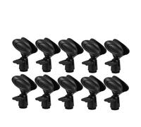 Abaodam 10pcs Microphone Clips Adjustable Plastic Spring Mic Holder Clamps for Broadcasting Recording Live Streaming Black Mic Stand Accessories with Noise Reduction Design