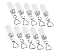 Abaodam 10pcs Mini Glass Wish Bottle Keychains Clear Heart Shaped Vials for DIY Wedding Charms Handmade Jewelry Components Portable Message Spell Jars for Backpack Bag Hanging Party Favors