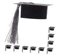 Abaodam 10pcs Mini Graduation Cap Wine Goblet Covers with Tassel Doctoral Hats for Graduation Party Decorations Black Festive Wine Tops Tear Resistant Design