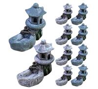 Abaodam 10pcs Mini Pagoda Statues Zen Garden Decor Japanese Style Pavilion Figurines for Micro Landscape Accessories Terrarium Ornaments Blue and Grey