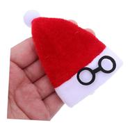 Abaodam 10pcs Mini Santa Hats Red Flannel Christmas Craft Decorations for Dolls Cutlery Spoon Fork Bags Wine Bottle Covers Festive DIY Accessories