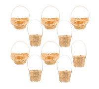 Abaodam 10Pcs Miniature Dollhouse Woven Bamboo Baskets with Handles, Multi-Use Mini Rattan Storage Bins for Dollhouse Crafts, Easter Decor, Fairy Garden, and Picnic Accessories