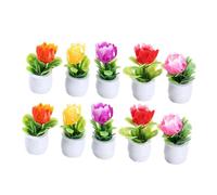 Abaodam 10pcs Miniature Potted Plant Decor Tiny House Fake Plant Ornament for Dollhouse and Garden Layout No Watering Needed for DIY Crafting and Photo Props