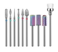Abaodam 10pcs Nail Drill Bits Manicure Grinding Tool Set with Steel Material and Little Friction for Pen-type Nail Polishers Assorted Colour
