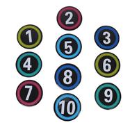 Abaodam 10pcs Numbered Spot Markers for Sports Training - 9-inch Non-slip Flat Floor Dots with 1-10 Numbers for Soccer, Basketball, Gym Agility and Speed Drills, Court Marking Equipment