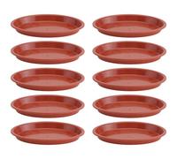 Abaodam 10pcs Oval Shaped Red Plastic Plant Pot Saucers Lightweight and Convenient for Moving Plant Pots Practical for Indoor and Outdoor Bonsai Use