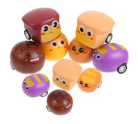 Abaodam 10pcs Pull Back Car for Cartoon Bread Shape Friction Powered Vehicles Fun Bright Colors and Design Educational Push and Go
