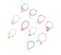 Abaodam 10Pcs Rainbow Wrist Chain Bead String Bracelets with Unicorn Ice Cream Rose Charms for Non-toxic Mixed Color Cartoon Friendship Wristlet