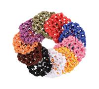 Abaodam 10pcs Rhinestone Hair Bun Cover Lightweight Breathable Polyester Mesh Crochet Hairnet for Ballet Dancers and Events Elegant Hair Styling Accessory Random Color