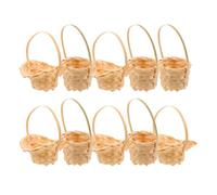 Abaodam 10pcs Scale Tiny Woven Baskets for Fairy Garden Flower Arrangements Easter Decor Portable Mini Storage