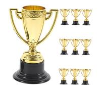 Abaodam 10Pcs Small Plastic Competition Trophies Lightweight Durable Award Prizes for Games Classroom Rewards and Party Favors Gold Color