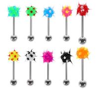 Abaodam 10pcs Surgical Tongue Piercing Studs Skin-friendly Bars with Polished Finish Creative Tongue Decor for Parties Performances and Street Photography Random Color