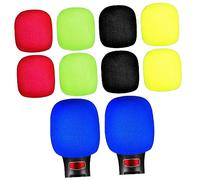Abaodam 10pcs Thickened Universal Microphone Windproof Covers with Sponge for Ktv Home Karaoke Office Use - Black, Yellow, Red, Navy, Green, 2pcs Each Color