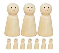Abaodam 10pcs Unfinished Wooden Peg Dolls for DIY Crafts, Natural Wood Material, Small Size Wooden Figurines for Painting, Art Projects, Home Decor and Key Chain Making
