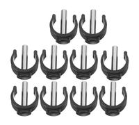Abaodam 10pcs Universal C-Shape Crutch Clamp Clips for Walking Stick and Rolling Walker Tubes, Black 22mm Diameter with 28mm Pin Length, Replacement Cane Holder Accessories for Seniors