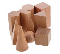 Abaodam 10pcs Wooden Geometric Shape Blocks for Students Compact Solid Math Learning Cubes Safe Educational for Elementary Geometry Visualization and Figure Recognition