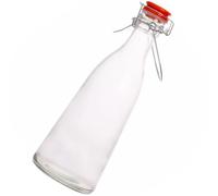 Abaodam 1100ml Thick Glass Swing Bottle with Airtight Flip-top Cap, Easy to Carry Red Glass Storage Bottle for Liquid and Beer, for Entertaining Friends and Guests at Home