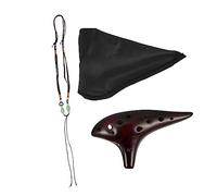 Abaodam 12 Holes Alto c Ocarina Portable Mini Ceramic Ocarina in Red-brown Song Book for Beginners Music Instrument for Students and Children