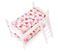 Abaodam 12 Miniature Wooden Double-layer Bunk Bed Dollhouse Furniture Ornament White for Dollhouse Accessories and Mini Doll Room Play