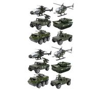 Abaodam 12 pcs Mini Military Alloy Sliding Car Model Set with Tank Helicopter Diecast Vehicles for Boys and Table Decoration