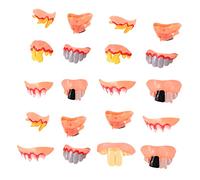 Abaodam 12 Pcs Mixed Style Fake Fangs Halloween Party Teeth Eco Friendly Artificial Vampire Teeth for Adults Easy to Wear Alveolar Design Funny Costume Decoration