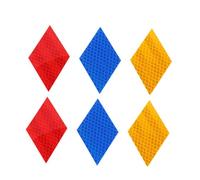 Abaodam 12 Pcs Rhombus Reflective Stickers High Brightness Warning Decals for Bike Rear Residue Safety Tape for Night Cycling Outdoor Use Red Yellow Blue
