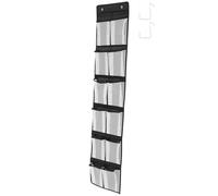Abaodam 12 Pocket Hanging Jewelry Storage Bag for Necklaces and Headdresses, Black Non-woven Mesh Cloth Organizer with Dustproof Design for Home Use