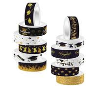 Abaodam 12 Rolls of Multi-purpose Washi Tape with Delicate Graduation Pattern for DIY Crafts, Scrapbooking and Graduation Gifts, Self-adhesive, No Glue Left When Peeled, for Craft Projects