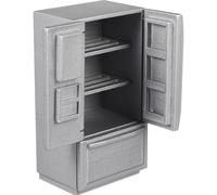 Abaodam 12 Scale Dollhouse Miniature Refrigerator Model, Silver Grey Double Door Mini Fridge for Doll Furniture and Micro Landscape Kitchen Accessory