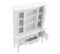 Abaodam 12 Scale Miniature Dollhouse Bookcase Cabinet, White Wooden Tiny Bookshelf Display Shelf, Dollhouse Furniture Accessory for Living Room and Study