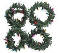 Abaodam 12 Scale Rattan Woven String Lights Garland, Battery Operated Mini Christmas Wreath Decoration for Dollhouse Indoor Use