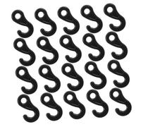 Abaodam 120pcs Black S Shape Plastic Hooks for Outdoor Tent Fixing Canopy Windproof Hook with High Tensile Pom Shock Cord Buckle for Camping Tent Stability and Gear Organization