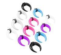 Abaodam 12Pcs Acrylic Horseshoe Septum Rings and Ear Gauge Stretching Kit, 2Mm 3Mm Mixed Sizes, Black White Pink Blue Purple Body Piercing Jewelry for Nose and Ear Cartilage