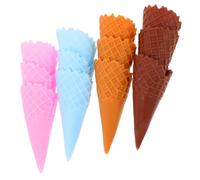 Abaodam 12pcs Artificial Ice Cream Cone Lifelike Plastic Simulation Food Props for Pretend Play Collectors Cone Decorations in Multiple Colors