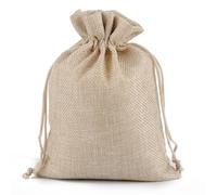 Abaodam 12pcs Beige Linen Drawstring Gift Bags Lightweight and Not Easy to Rip, for Christmas Festive Party, for Candies and Little Gifts