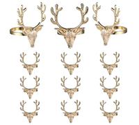 Abaodam 12Pcs Christmas Napkin Rings Dinning Table Napkin Clasp Decorative - Gold Christmas Deer Buckle Modern Wedding Xmas Dinner Parties Table Decoration Supplies