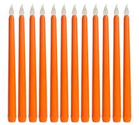 Abaodam 12Pcs Flameless LED Battery Taper Candles Flickering Orange Electronic Candle Lights for Romantic Home and Party Ambience