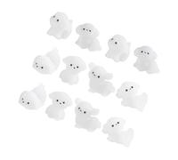 Abaodam 12pcs Glow in The Dark Curly Haired Puppy Resin Figurines, Creative Mini Dog Statues for DIY Landscape and Home Decor, White Colour with Versatile Placement and Convenient Use