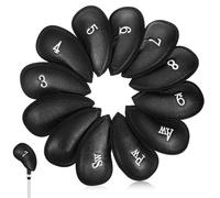 Abaodam 12Pcs Golf Club Head Covers Set Black Iron Covers Sturdy Golf Club Accessories for Women and Men for Golfing Equipment