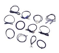Abaodam 12pcs High Elastic Pearl Hair Ties Ponytail Holders Hair Bands for Everyday Wear Stylish Simple Design Navy Colour Accessories