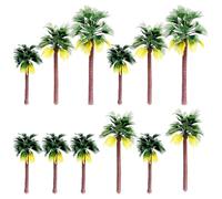 Abaodam 12pcs Lightweight Plastic Simulation Coconut Tree Models for DIY Micro Landscape, Lifelike Miniature Tropical Trees for Garden and Architectural Model Scenes