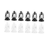 Abaodam 12pcs Mini Doll House Kerosene Lights Retro Handcrafted Miniature Oil Lamps for DIY Fairy House Accessories Detailed Small White and Black Lanterns Dollhouse Ornament Kit